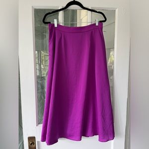 Ann Taylor Fuchsia Pink Satin Midi Skirt